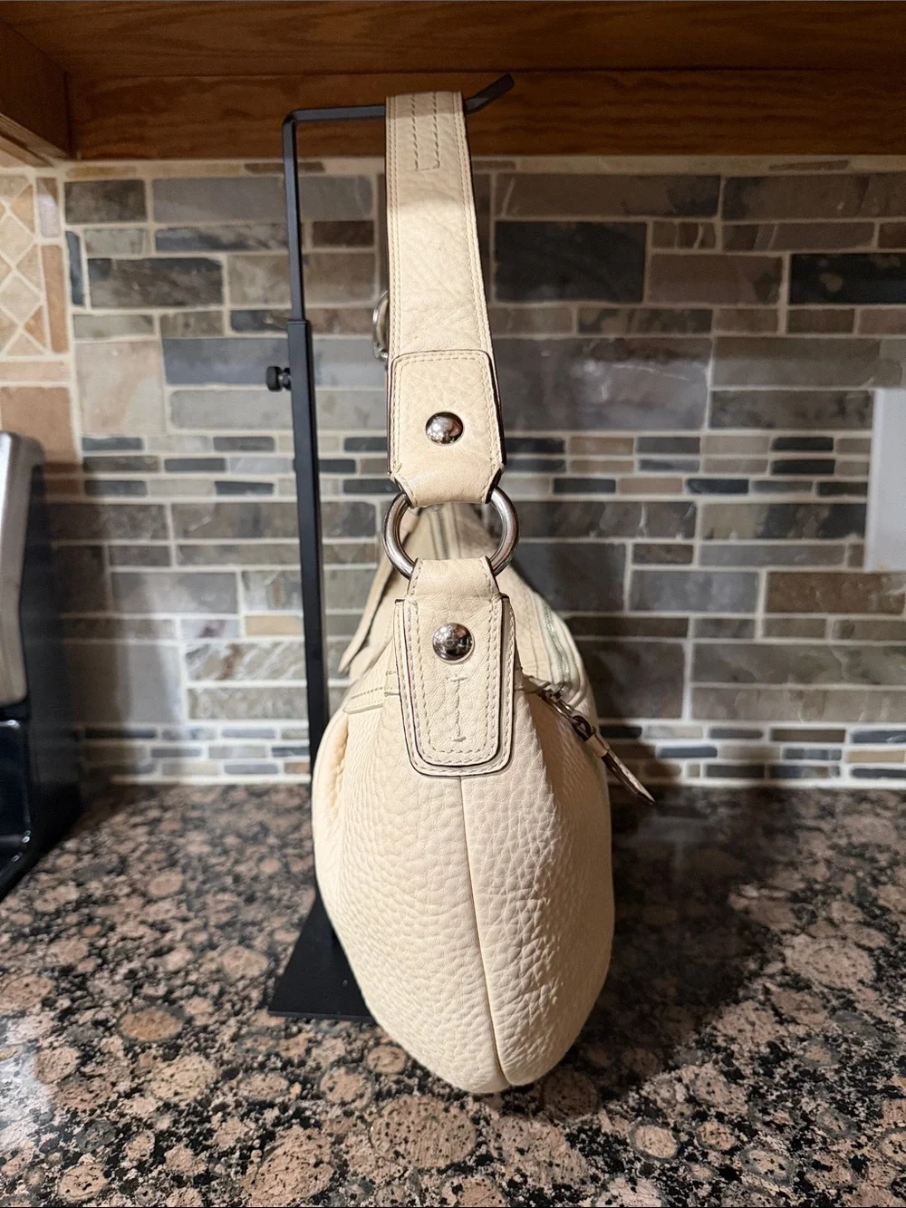 Coach Cream Pebbled Leather Hobo Bag
